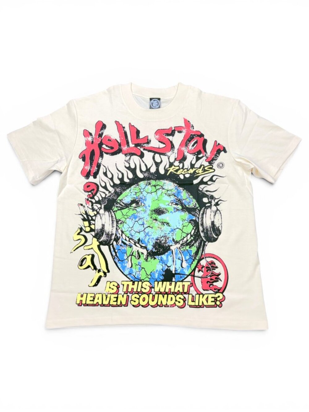 Hellstar Records Heaven Sounds Like T Shirt Mens Medium Beige Graphic Tee New